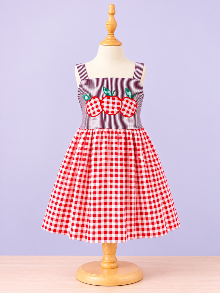 Red Apple Appliqué Frock